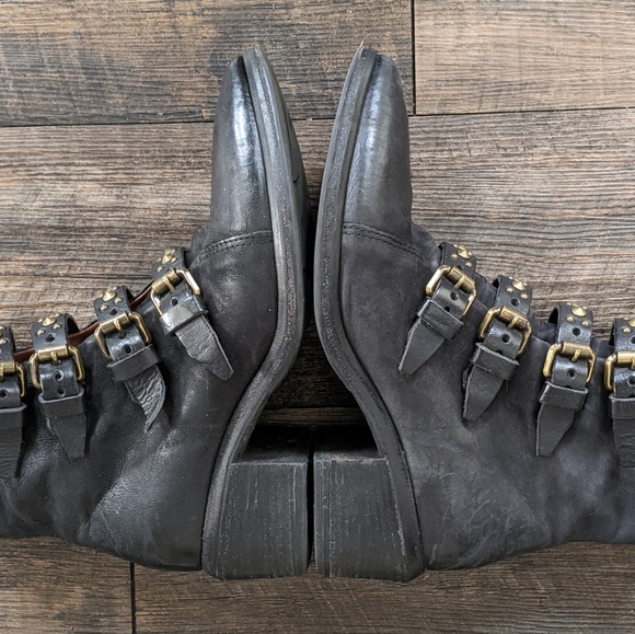 ⚡SOLD⚡A.S.98 Bronze Studded Black Leather Frankie Boot w. Pointed Toe - Picture 8 of 13